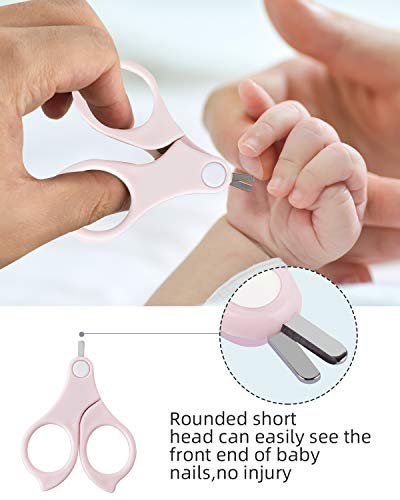 Baby Manicure Kit,RONBEI Baby Nail Clipper,Baby Grooming Set Nail Care Kit for Infant,Newborn & Toddler,with Baby Clipper,Scissors,File & Tweezers (Pink) - Thumbnail 3