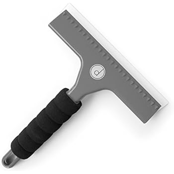 Squeegee for Shower, Window and Car Glass - 2 Extra Silicone Replacement Blades - Foam Handle - Color Gray