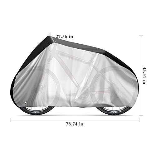 Olycism Bike Cover Bicycle Cover Bike rain cover waterproof Dust Rain Cover Wind Proof Anti sun Anti wrinkle Indoor Outdoor Protection Enlarge with Lock-hole-Sliver &Black - Thumbnail 5