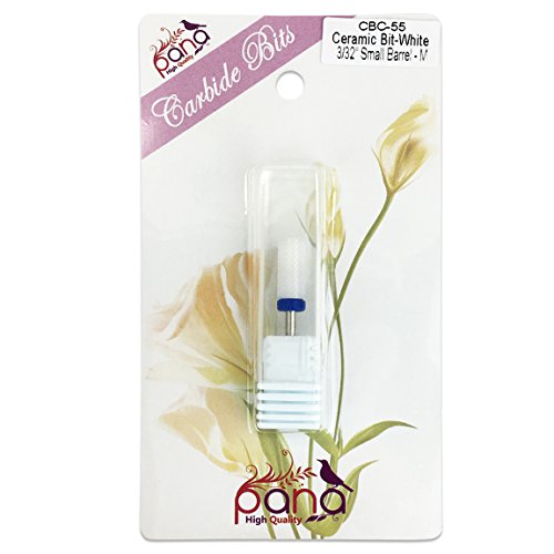 PANA Professional 3/32" Shank Size - Flat Top Small Barrel White Ceramic Bit Medium Grit - Nail Drill Bit for Dremel Machine