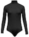 BEKDO Womens Basic Solid Turtleneck Long Sleeve Bodysuit with Stretch-M-BLACK