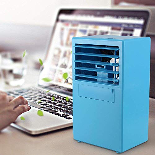 MOSTOP Portable Air Conditioner Fan Small Desktop Fan Quiet Personal Table Fan Mini Evaporative Air Circulator Cooler Humidifier for Summer (Blue)