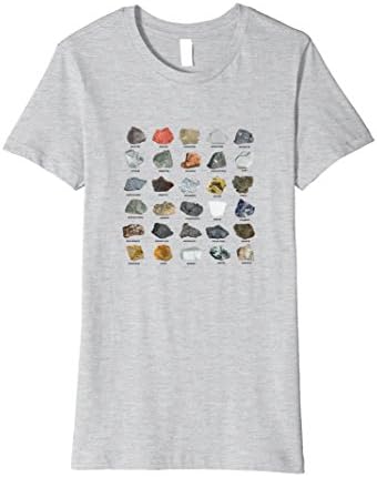 Womens Gems Crystals Ores & Minerals Chart Rock Collecting T-Shirt Small Heather Grey