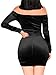 GOBLES Womens Velvet Bodycon Ruched Sexy Off Shoulder Bodycon Mini Club Dress Black