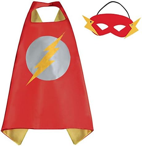 The Flash Cape and Mask Set for Boys Girls Kids Comic Halloween Christmas Costume Xmas Birthday Gift