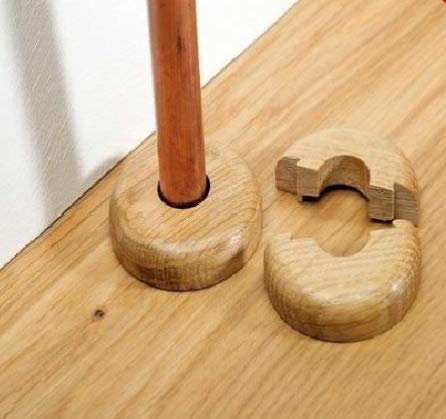 Be-Creative Oak Colour Wooden Radiator Pipe Collars 15mm Easy Split 4pcs