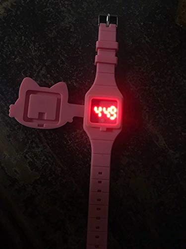 MINILUJIA Kids Boys Girls Digital Watch Cute Rabbit Cat Clamshell Design Led Sport Watch (cat Purple)