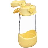 b.box 15oz Sport Spout Kids Water Bottle for School, Sports, Daycare - No-Straw Design for Easy Cleaning - Leakproof - Ergonomic Triangle Grip - Dishwasher Safe, BPA Free, PFAS Free - Lemon Twist