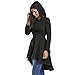 CharMma Women's Casual Single Breasted High Low Hem Lace Up Layered Hooded Coat (M, Black)