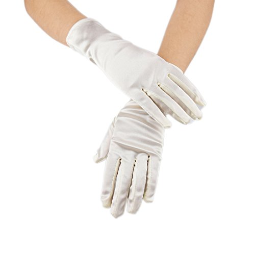 Greenmoe Women's Elegant Short Finger Formal Party Wrist Length Gloves Ivory - Thumbnail 3