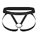 ACSUSS Men's Stretch Nylon Underwear Metal O-Ring Jockstrap Lingerie T-back Thongs Black Medium