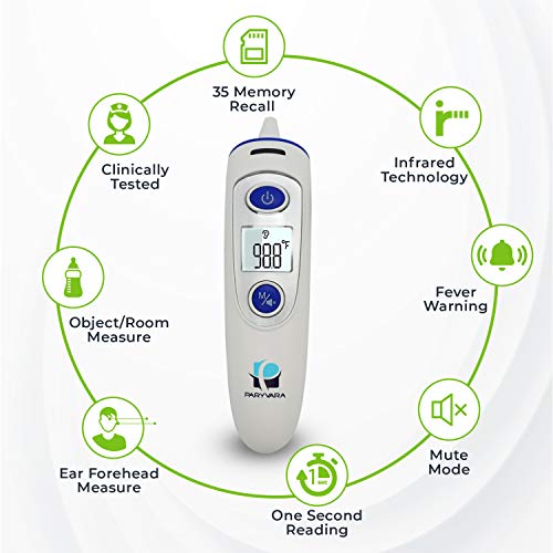 image for Paryvara Temporal Medical Thermometer Forehead Ear - Latest Dual Mode 