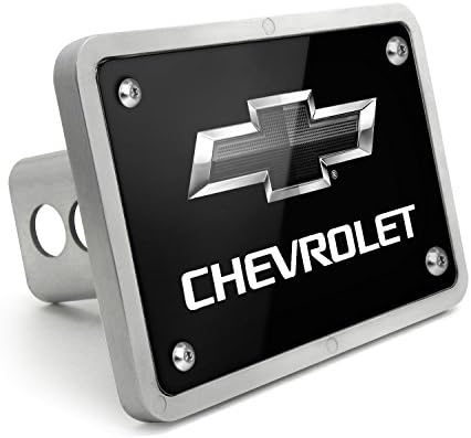iPick Image - Black Graphic Plate Billet Aluminum 2" x 2" inch Tow Hitch Cover - Chevrolet Black Logo