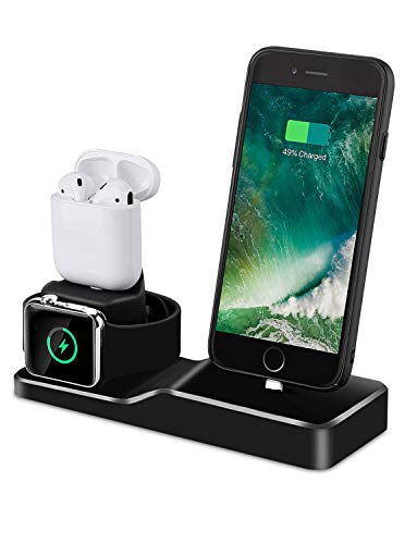 Charging Stand for Apple Watch, Tendak 3 in 1 Silicone Charging Dock Station for AirPods, 38mm and 42mm Apple Watch Series 1/2/3, iPhone X/8/8 Plus/ 7/7 Plus /6s/5s