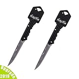 Langxun 2 Pack Keychain Folding Pocket Knife / Self Defense Keychain Knife ( BLACK )