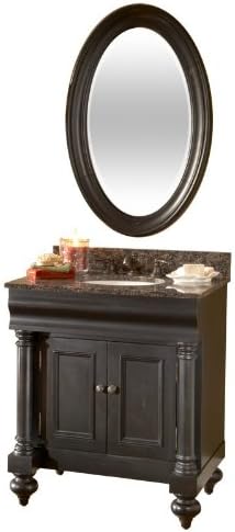 Kaco international 725-2224-B Guild Hall Small Vanity Mirror in a Distressed Black Sherwin Williams Finish