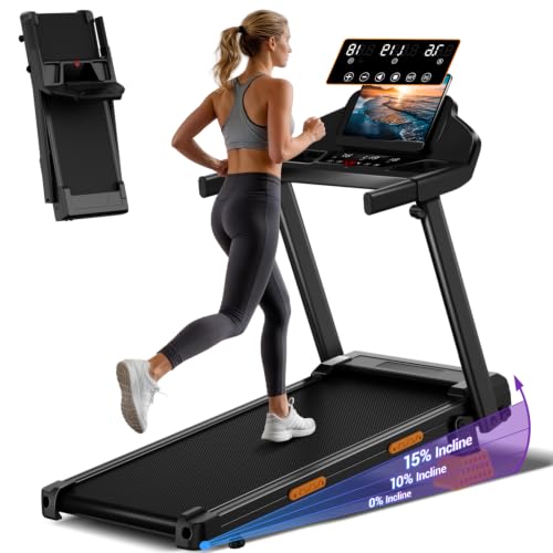 LONTEK Cinta de Correr Plegable con Inclinación 9%, Cinta de Andar Plegable 12KM/H,Caminadora Electrica para Casa Equipado con un Motor de 3,0 CV y Pantalla LED,Soporte 136KG