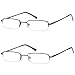 DOUBLETAKE Reading Glasses - 2 Pairs Compact Case Semi Rimless Readers