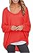 Uget Women's Casual Oversized Baggy Off-Shoulder Shirts Pullover Tops Asia XL Red