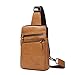 BISON DENIM Mens Genuine Leather Cross body Messenger Bag Unbalance Sling Bag Shoulder Bag Chest Bags