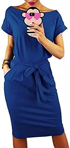 Shinekoo Women's Autumn Elegant Long Sleeve Dress Wear to Work with Pockets