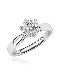 Anillo de compromiso de plata de ley 2.0 CT clásico de 6 puntas con diamante de imitación