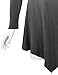 WT1050 Womens V Neck Long Sleeve Dip Dye Handkerchief Hem Tunic Top L BLACK