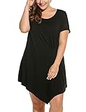Meaneor Womens Plus Size Short Sleeve Asymmetric Hem Tunic Top