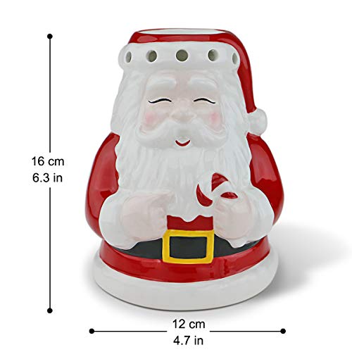 STAR MOON Ceramic Tealight Candle Holder Essential Oil Burner Aromatherapy Wax Candle Tart Burner Warmer Diffuser Aroma Candle Warmers Porcelain Decoration for Living Room Bedroom Smiling Santa Claus