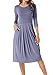 levaca Womens 3/4 Sleeve Pockets Draped Loose Swing Casual Work Midi Dress Daybreak L