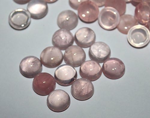 Rose Quartz Gemstone Faceted ,Round Loose Gemstone Cabochons 10 pieces lot