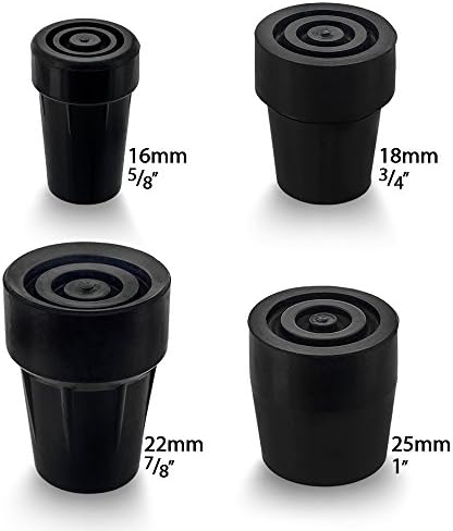 Royal RC Black Steel Inserted Rubber Tip - 3/4 Inch for Walking Cane, Durable Replacement Tip Fits Walking Sticks, Walking Canes for Hiking, Extra Durable Walking Cane for Women and Men