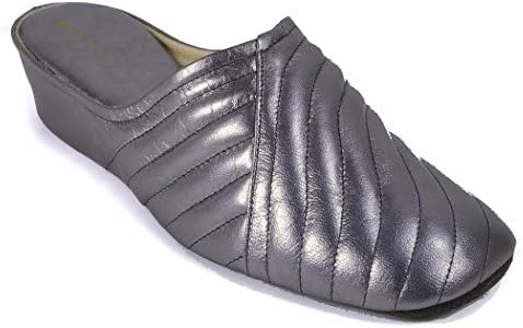 Jacques Levine #1221 Womens Leather Wedge Slipper 7M,Gunmetal