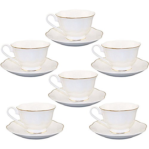 White coffee cup set and cup saucer 2.8 ounce golden ed…