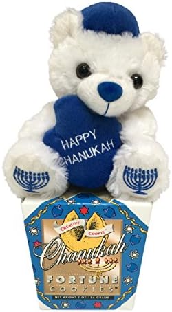 Hanukkah Teddy Bear Plush &amp; Fortune Cookies Gift, Nut Free, Kosher Parve