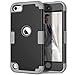 Hocase iPod Touch 7th/6th/5th Generation Case, iPod Touch 7/6/5 Case, Shockproof Protection Soft Silicone Hard Plastic Full Body Protective Case for iPod A2178/A1574/A1509/A1421 - Black/Grey