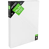 ARTEZA 18x24" Stretched White Blank Canvas, Pack of 4, Primed, 100% Cotton, Acrylic Pouring, Oil Paint & Wet Art Media, Canvases for Professional Artist, Hobby Painters (Class - 4 Pack)