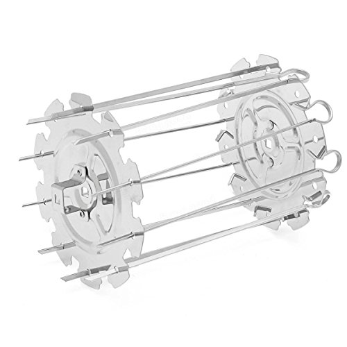 UL BBQ Steel Metal Roaster Rotisserie Skewers Needle Cage Oven Kebab Maker Grill
