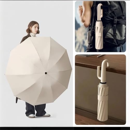 Guarda-Chuva Premium Botão Automático Abre e Fecha Varetas Reforçadas Proteção Solar UV Blackout Resistente ao Vento Compacto Dobrável Sombrinha Portátil Mochila Bolsa Mala Fivela de Anel