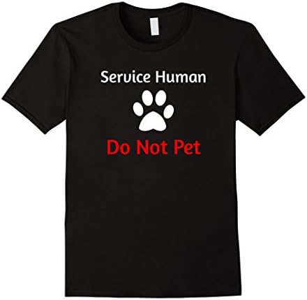 Mens Service Human Do Not Pet with Paw Funny Dog T-shirt 2XL Black