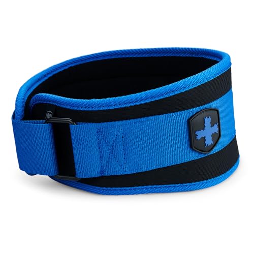 Harbinger Foam Core Weightlifting Belt – Konturiertes Design mit 9 Schaumstützen für Rücken- und Kernstabilität, Stahl-Rollenschnalle, weiche Innenauskleidung, Unisex, Blau, Klein