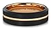 Mens Wedding Band Black 8mm Rose Gold Tungsten Ring Groove Beveled Edge Comfort Fit