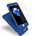 iPhone 7 Plus Case, Coocolor 360 Degree All-Around Ultra Thin Full Body Coverage Protection Dual Layer Hard Slim Case + Tempered Glass Screen Protector for iPhone 7 Plus (Blue)