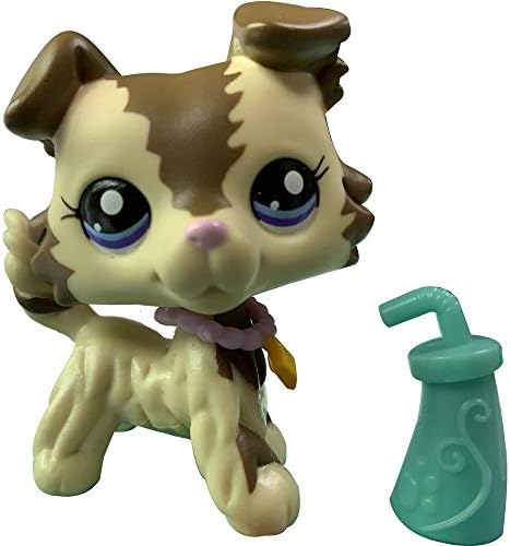 Lps Collectable Rare Figures Toy #2210 Tan and Brown Purple Eyes with lps Accessories Lot Kids Gift