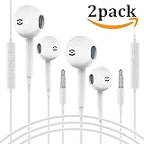 2 Pack - Perfect Sound EarPods with Remote and Mic - Wired Headphones 3.5mm Jack Earphones Stereo Noise Isolation Earbuds fits Apple iPhone iPod iPad Mac Android Samsung Galaxy Kindle MP3 MP4