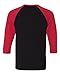 Bella + Canvas Unisex 3/4-Sleeve Baseball T-Shirt M BLACK/ RED