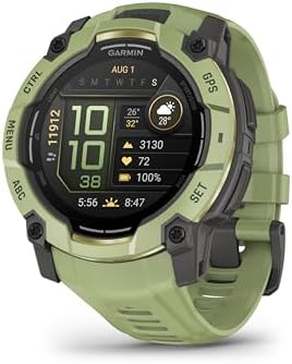 Instinct 3, AMOLED (édition limitée)- Montre GPS Robuste et connectée – Vert Sauge avec Bracelet Silicone Vert Sauge – Boîtier 50 mm