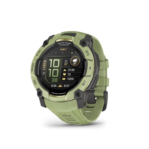 Instinct 3, AMOLED (édition limitée)- Montre GPS Robuste et connectée – Vert Sauge avec Bracelet Silicone Vert Sauge – Boîtier 50 mm