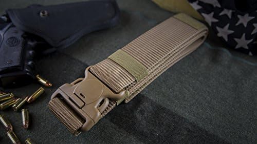 Nylon Tactical Operator Duty Belt 2.0" Super Duty Web Belt - Thick Single Layer Reinforced - Quick Clasp Buckle - For Concealed Carry EDC Holsters Pouches Security Military Wilderness (Desert Tan)