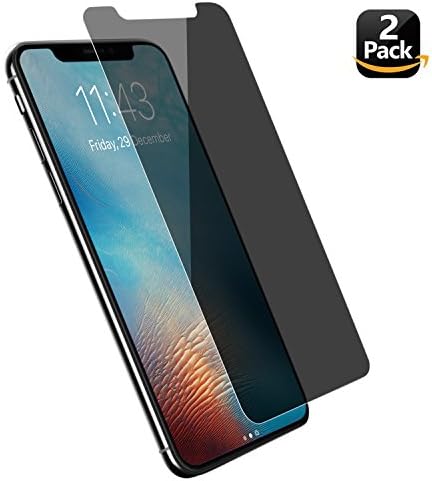 iPhone X Privacy Screen Protector, YIQIC (2 Packs) Privacy Tempered Glass Screen Protector, Anti-Spy Ultra Clear Scratch Resistant Bubble Free 9H Hardness Cover for iPhone X/10 [Case Friendly]